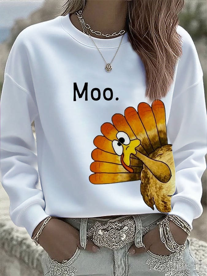 Turkey Moo Thanksgiving Sweatshirt Thanksgiving Merch Best Presents For Turkey Lovers