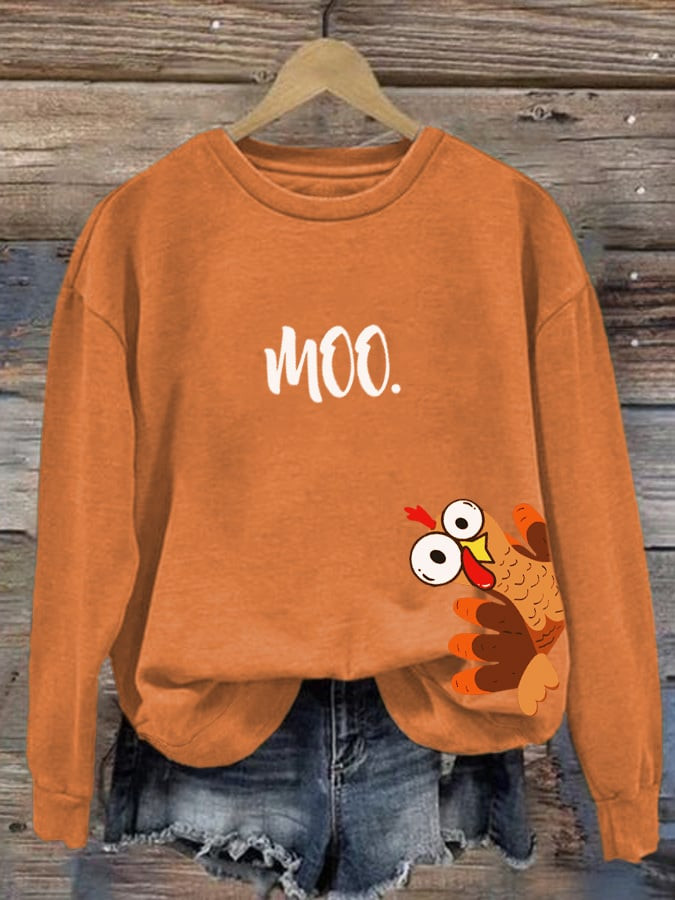 Turkey Moo Thanksgiving Sweatshirt Thanksgiving Merch Presents For Autumn Lovers