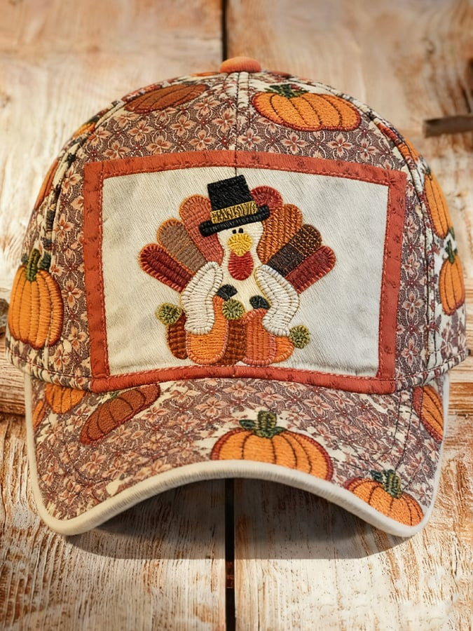 Turkey Pumpkin Thanksgiving Hat Vintage Happy Thanksgiving Baseball Cap Perfect Gift