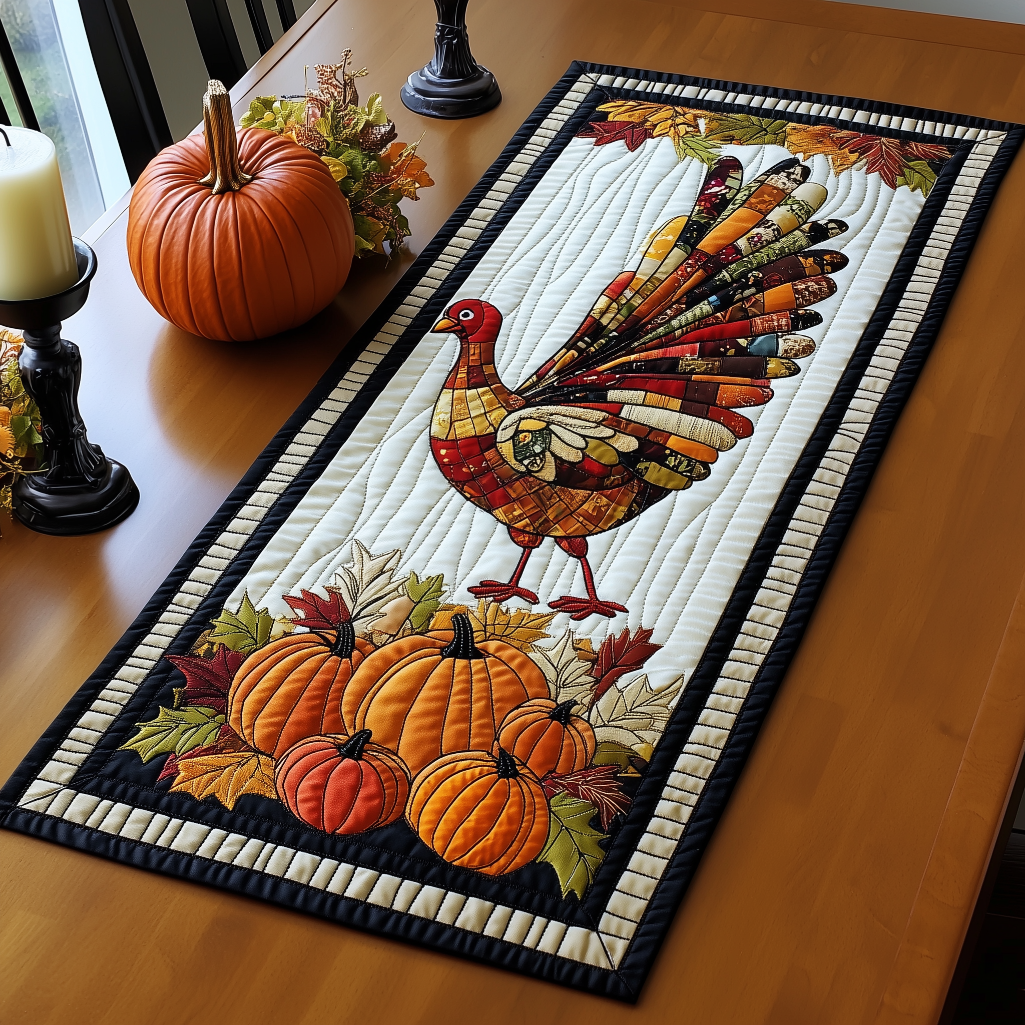 Turkey Quilted Table Runner Home Decorations Best Thanksgiving Gifts For Family