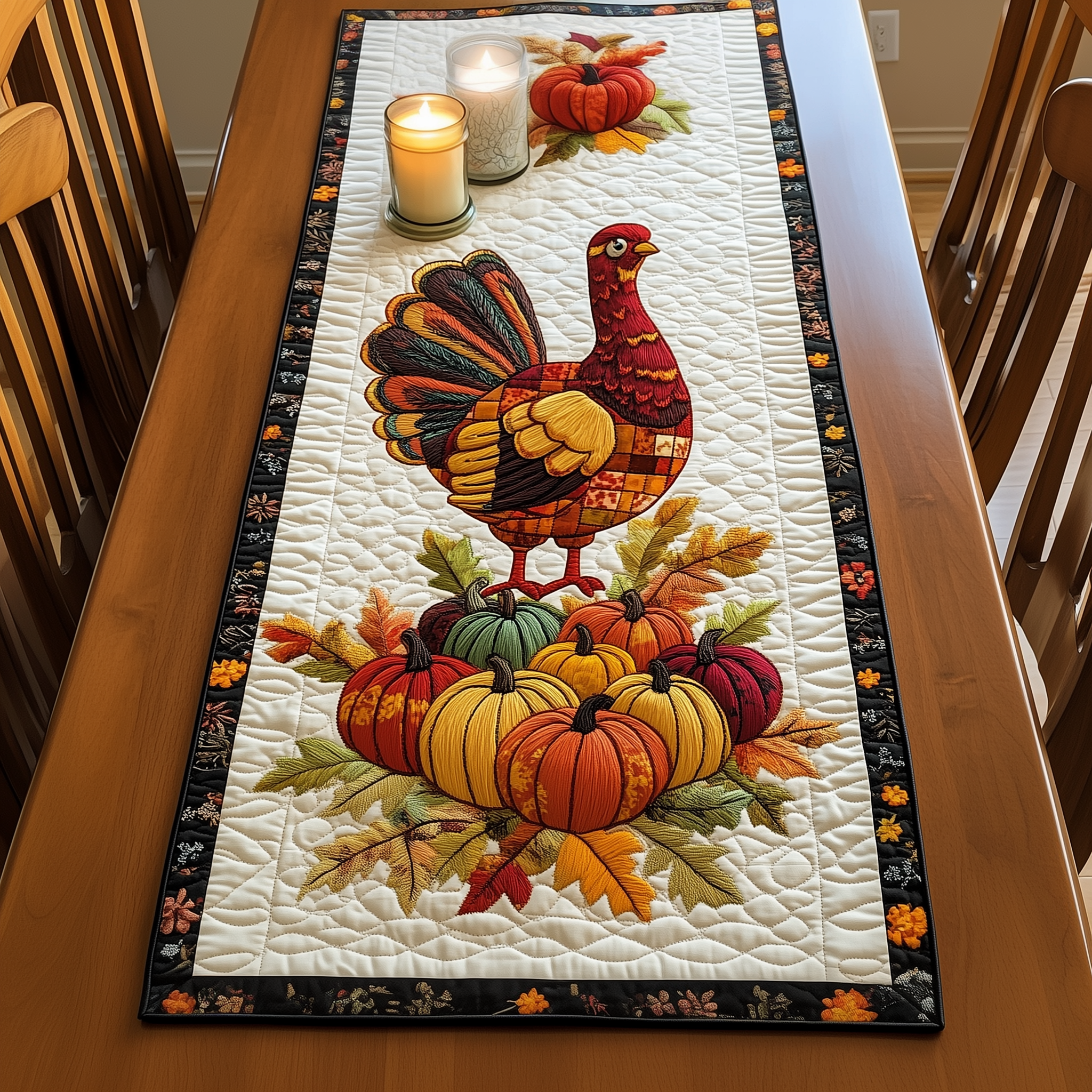 Turkey Quilted Table Runner Home Decorations Best Unique Thanksgiving Gifts For Guest