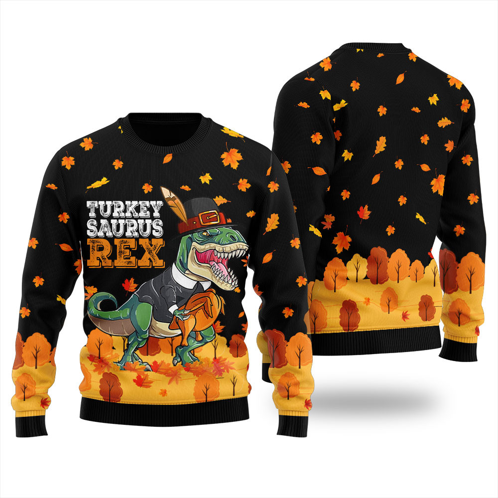 Turkey Saurus Rex Thanksgiving Christmas Sweater For Women Best Gift Idea for Christmas Enthusiasts