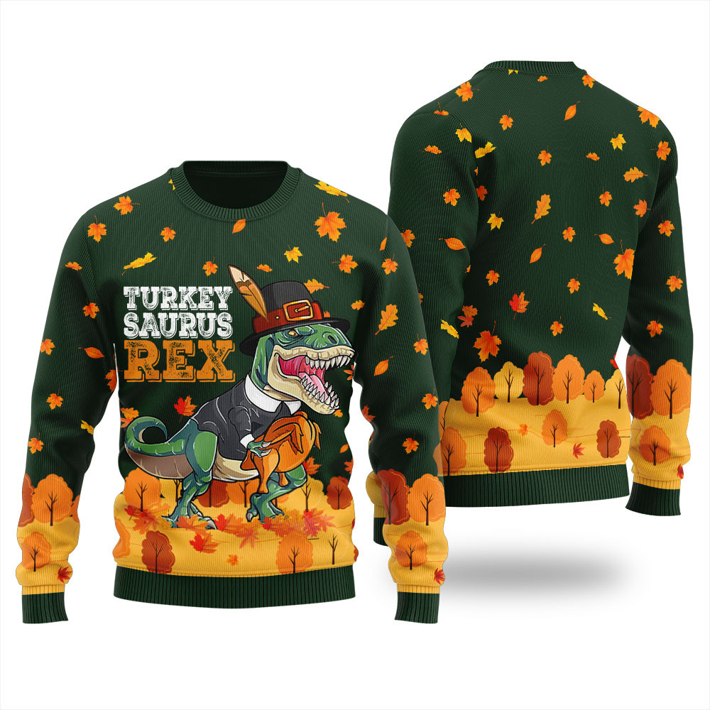 Turkey Saurus Rex Thanksgiving Ugly Sweater Warm Winter Sweater to Brighten Your Holidays