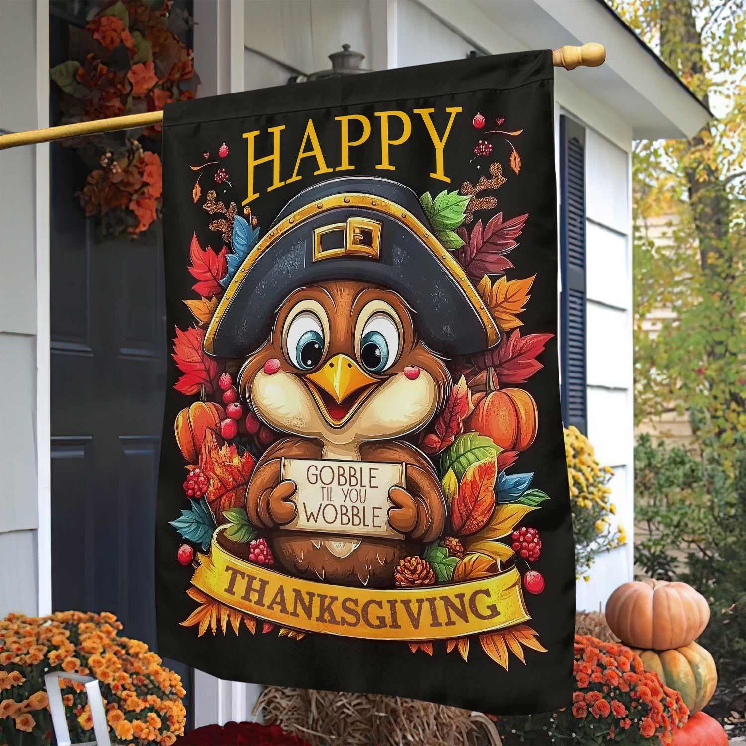 Turkey Thanksgiving Flag Gobble Til You Wobble Turkey Day Outdoor Decor Thankful Yard Decor Gift