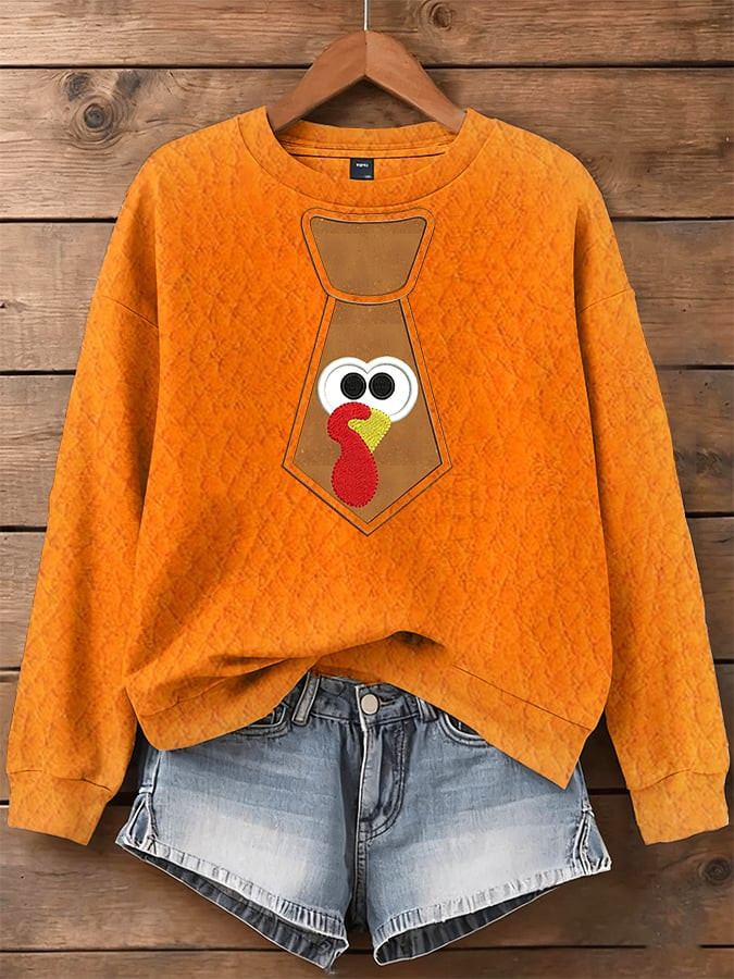 Turkey Tie Sweatshirt Rustic Autumn Apparel Best Thanksgiving Gifts For Her