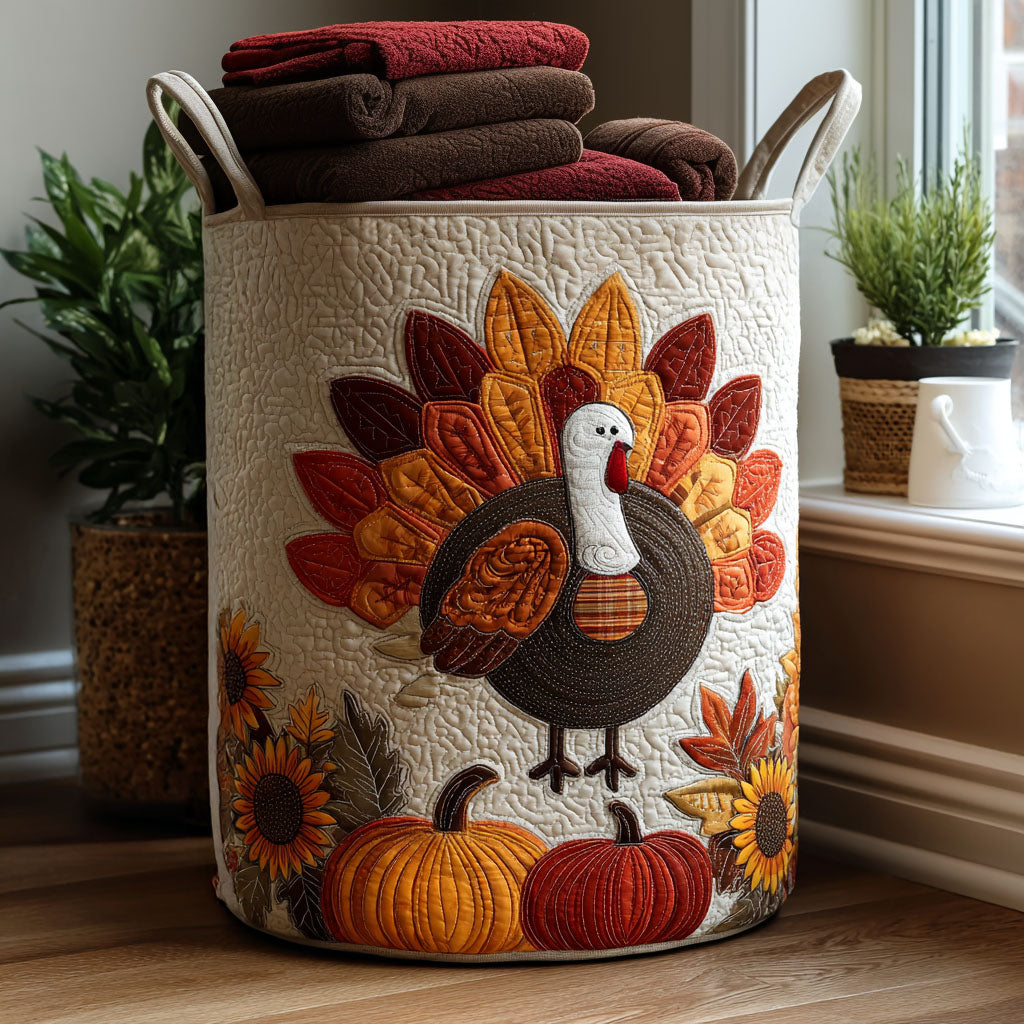 Turkey Time Charm Quilted Laundry Basket Great Idea For New Home