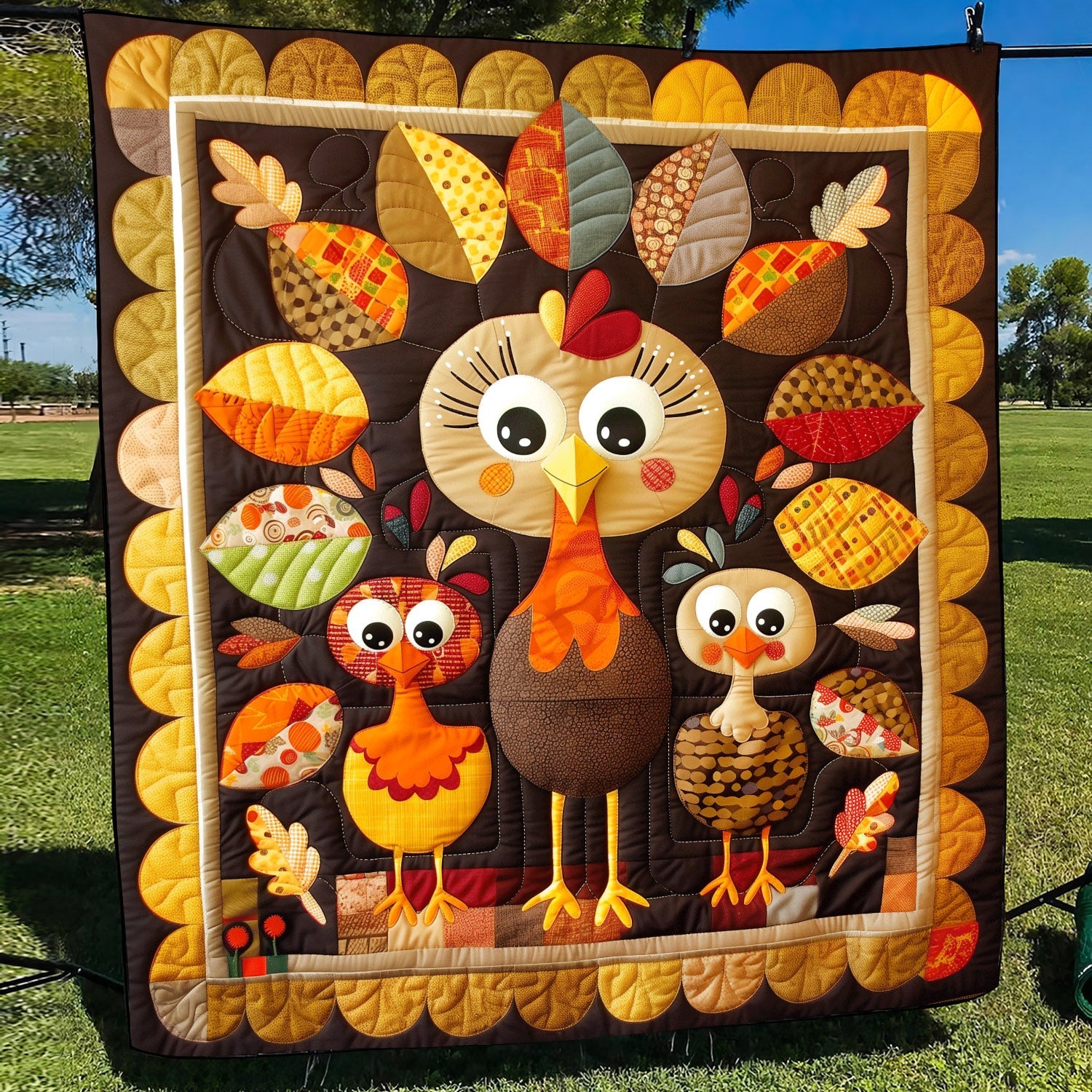 Turkey Time Quilted Blanket Fun Fall Gift Ideas