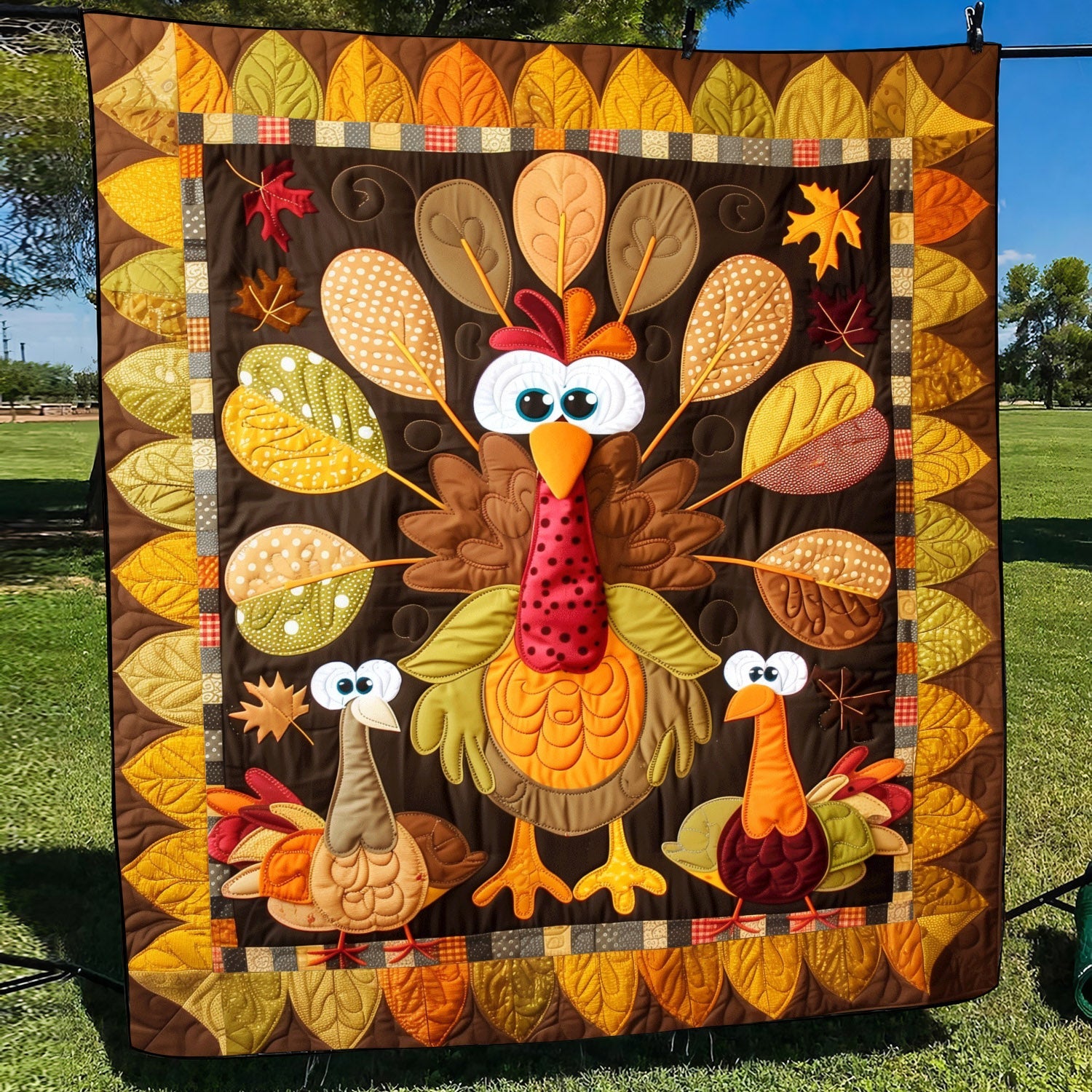 Turkey Togetherness Quilted Blanket Autumn Gift Ideas