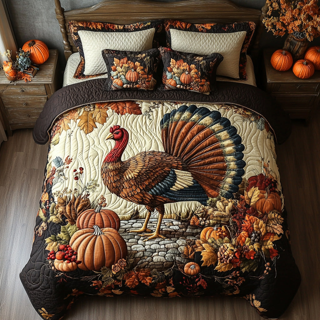 Turkey Trails Quilted Bedding Set Bed Room Decoration Thanksgiving Gifts For Friends
