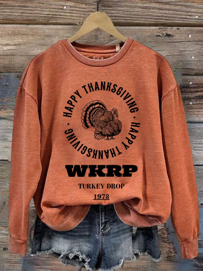 Turkey WKRP Happy Thanksgiving Sweatshirt Turkey Drop 1978 Merch Gift Ideas