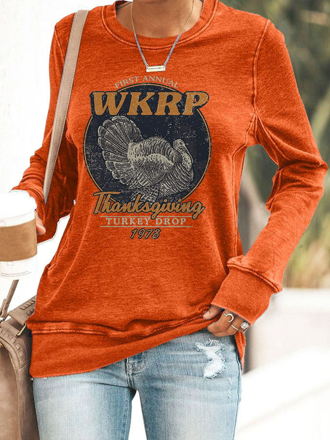 Turkey WKRP Thanksgiving Turkey Drop Long Sleeve Shirt Cozy Fall Clothes Thanksgiving Gift Ideas