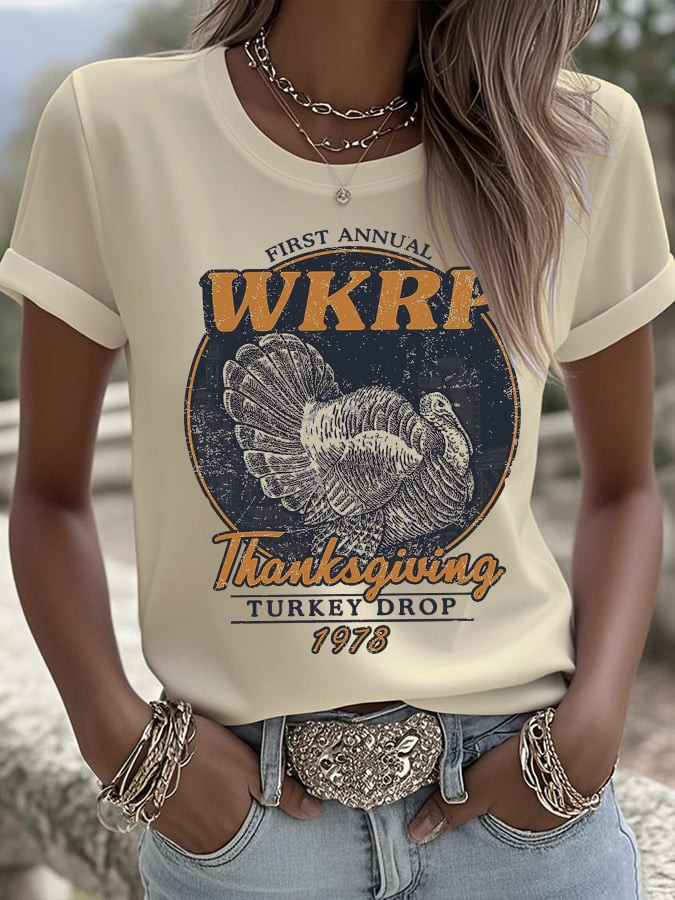 Turkey WKRP Thanksgiving Turkey Drop T-Shirt Gratitude Day Clothes Thanksgiving Gifts For Her