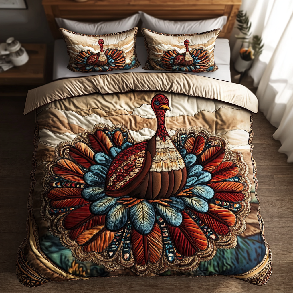Turkeys Life Quilted Bedding Set Bedroom Decorations Good Thanksgiving Gifts