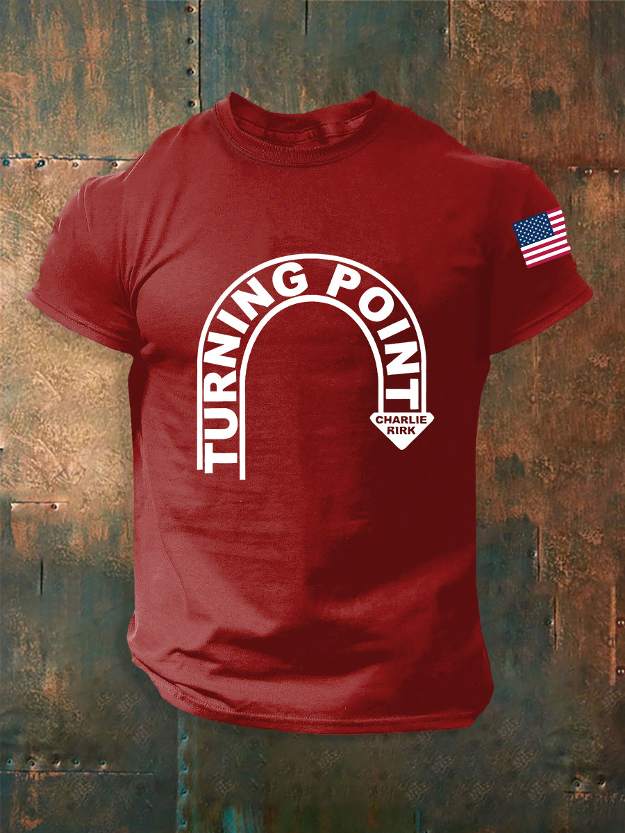 Turning Point Charlie Kirk Short Sleeved T Shirt Deep Red Turning Point Usa Merch