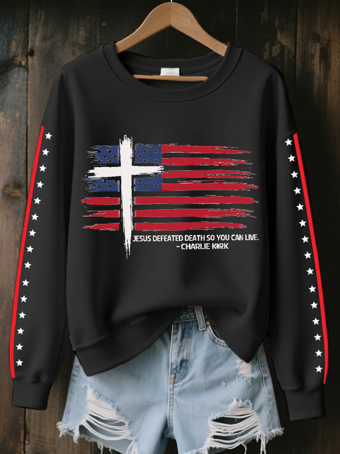 Turning Point Charlie Kirk Sweatshirt Defeated Death So You Can Live Charlie Kirk 47 Merch