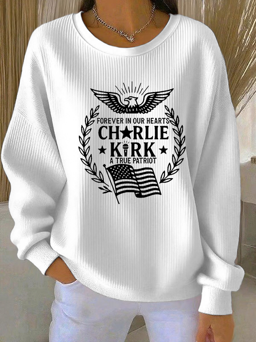 Turning Point Charlie Kirk Sweatshirt Forever In Our Hearts Us Flag Charlie Kirk 47 Merch