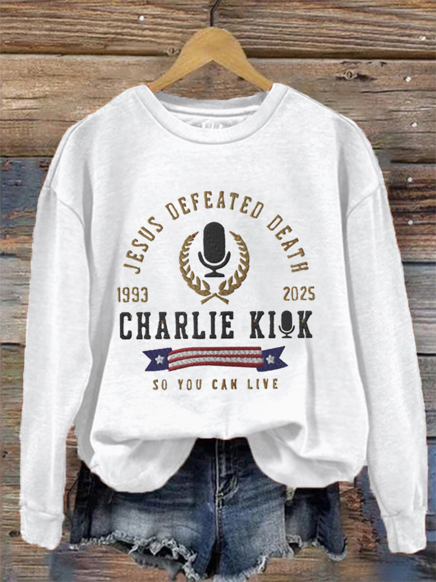 Turning Point Charlie Kirk Sweatshirt Jesus Defeated Death Best Charlie Kirk 47 Merch