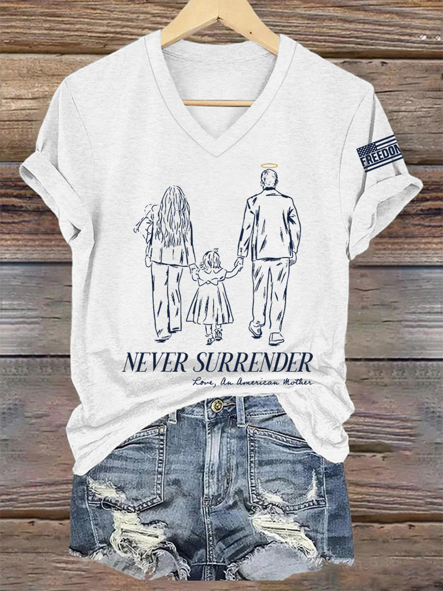 Turning Point Charlie Kirk V-neck Shirt Never Surrender Charlie Kirk 47 Memorial Merchandise