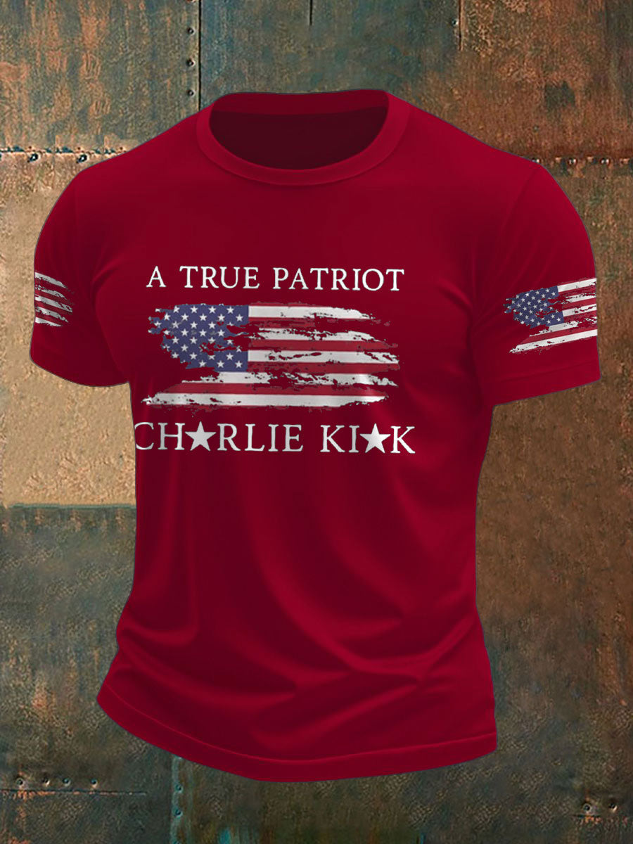 Turning Point Flag Printed T Shirt Deep Red Charlie Kirk Gear