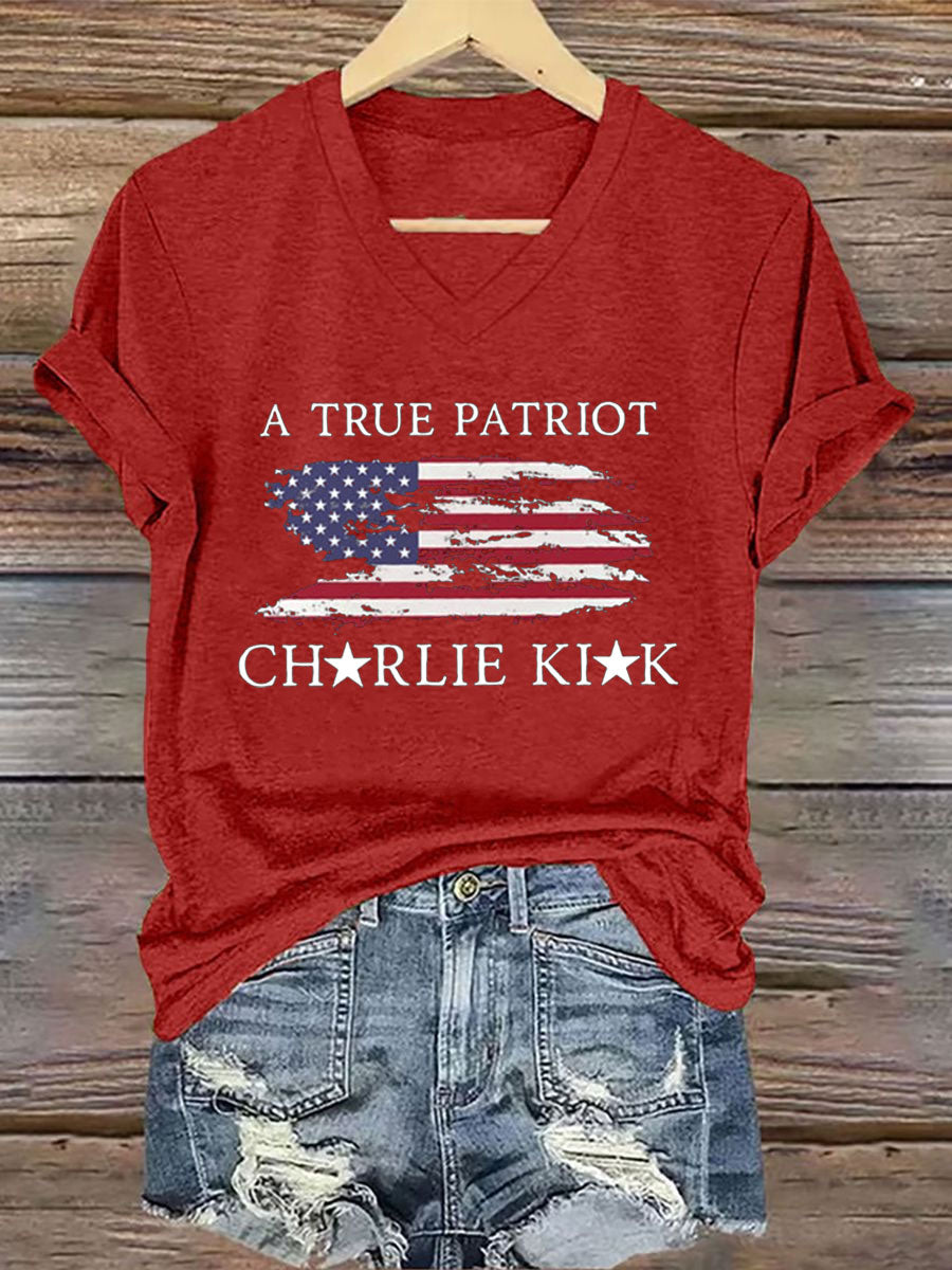 Turning Point Flag Printed T Shirt Red Charlie Kirk Freedom Clothing