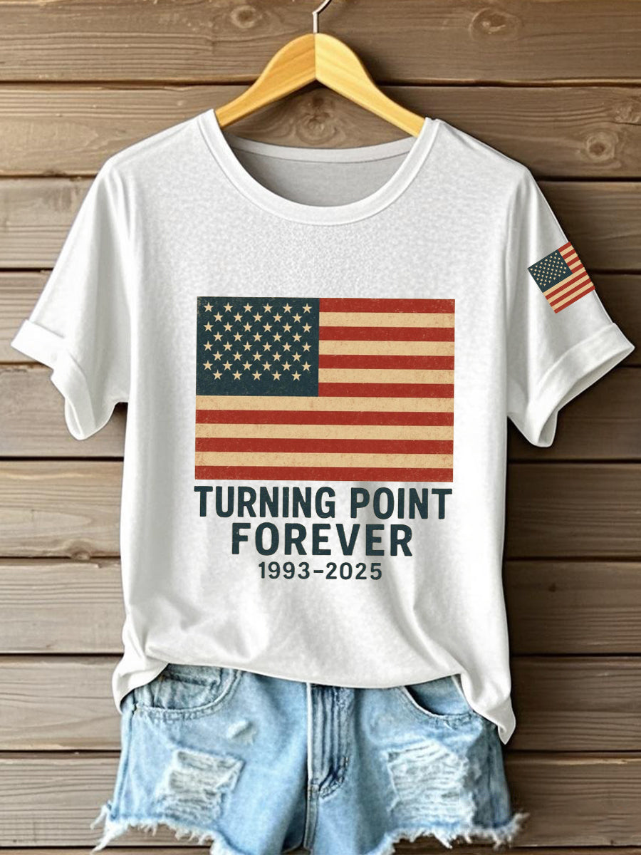 Turning Point Forever Print T Shirt White Charlie Kirk Gear