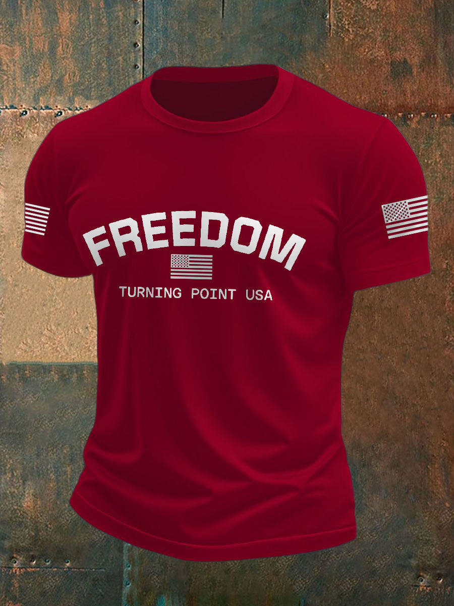 Turning Point Usa Flag Printed T Shirt Deep Red Charlie Kirk Gear