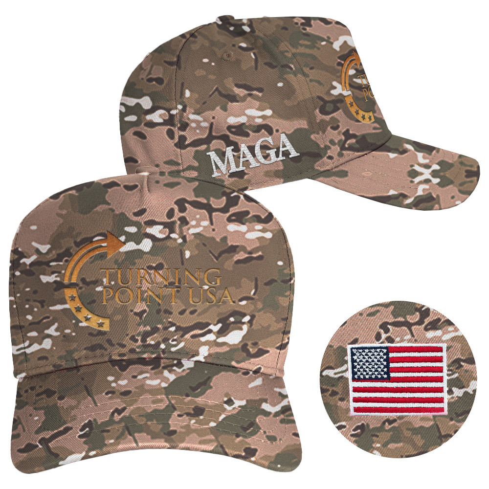 Turning Point USA Hat Charlie Kirk Hat Camo Embroidered MAGA Merchandise Husband Gifts