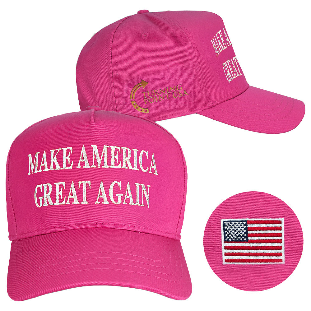Turning Point USA Hat Charlie Kirk Hat Embroidered Make America Great Again Pink MAGA Hat