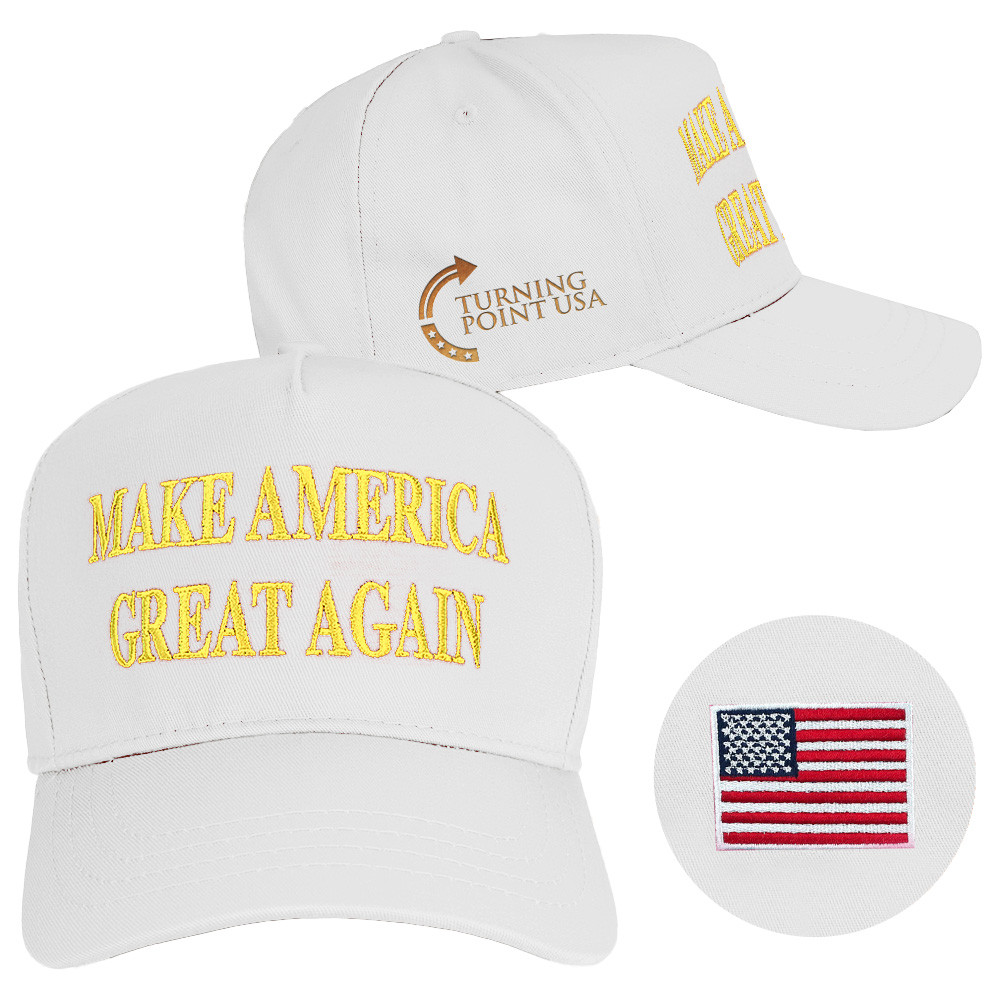 Turning Point USA Hat Charlie Kirk Hat Make America Great Again Hat White Embroidered MAGA Gifts