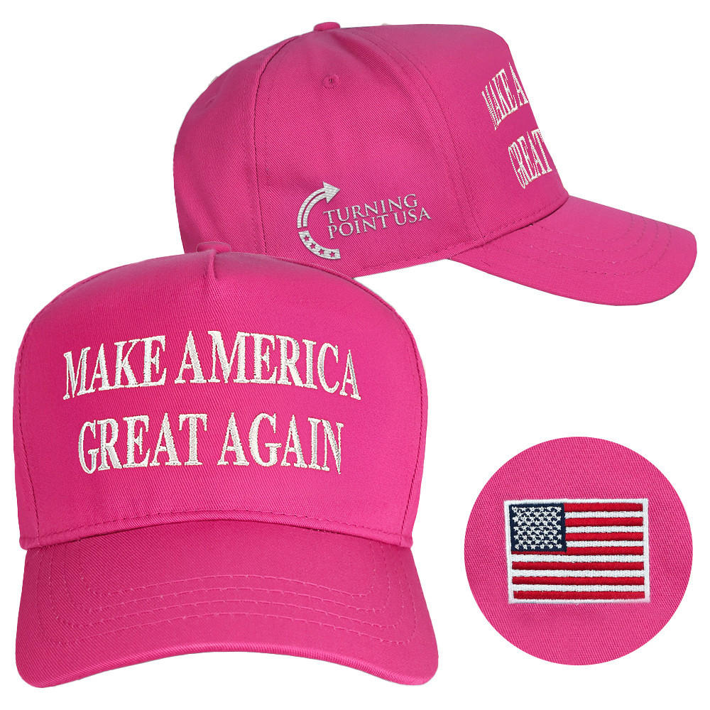 Turning Point USA Hat Charlie Kirk Hat Make America Great Again Pink MAGA Hat Embroidered