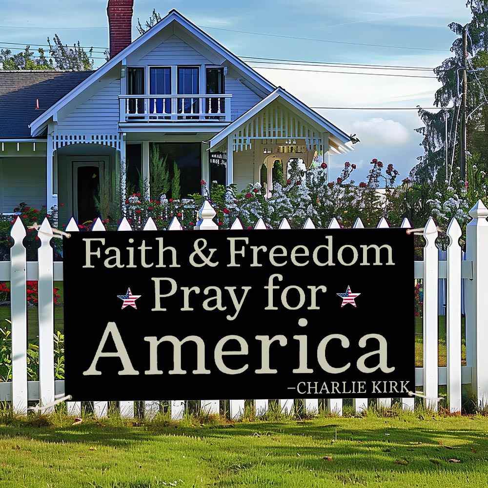 Turning Point USA Merch Fence Banner Faith Freedom Pray For America Best Charlie Merch Gifts