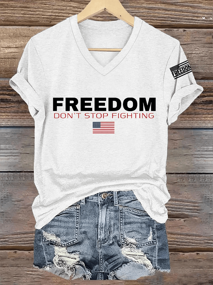 Turning Point USA Merch Freedom Don't s Top Fighting R.I.P Charlie Kirk V-Neck Tee