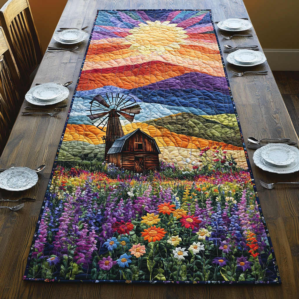 Turning Winds Quilted Table Runner Kitchen Table Decor Christmas Gifts For Nature Lovers