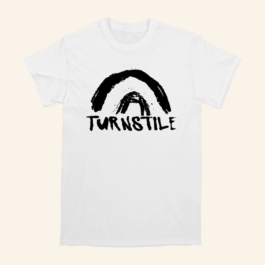 Turnstile Merch Double Rainbow White T-Shirt Gifts For Rock Band Lovers Turnstile Merch Double Rainbow White T-Shirt Gifts For Rock Band Lovers