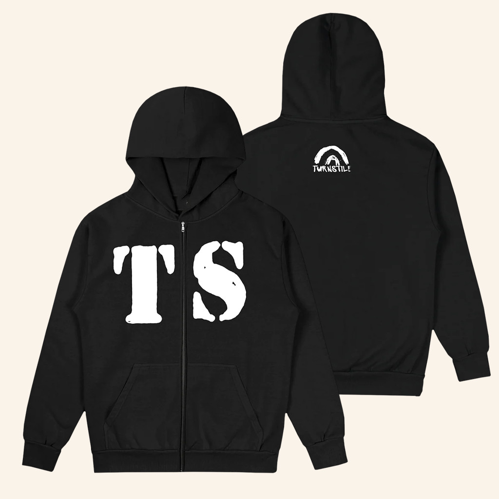 Turnstile Merch Turnstile TS Black Zip Up Hoodie Cool Gifts For Music Lovers