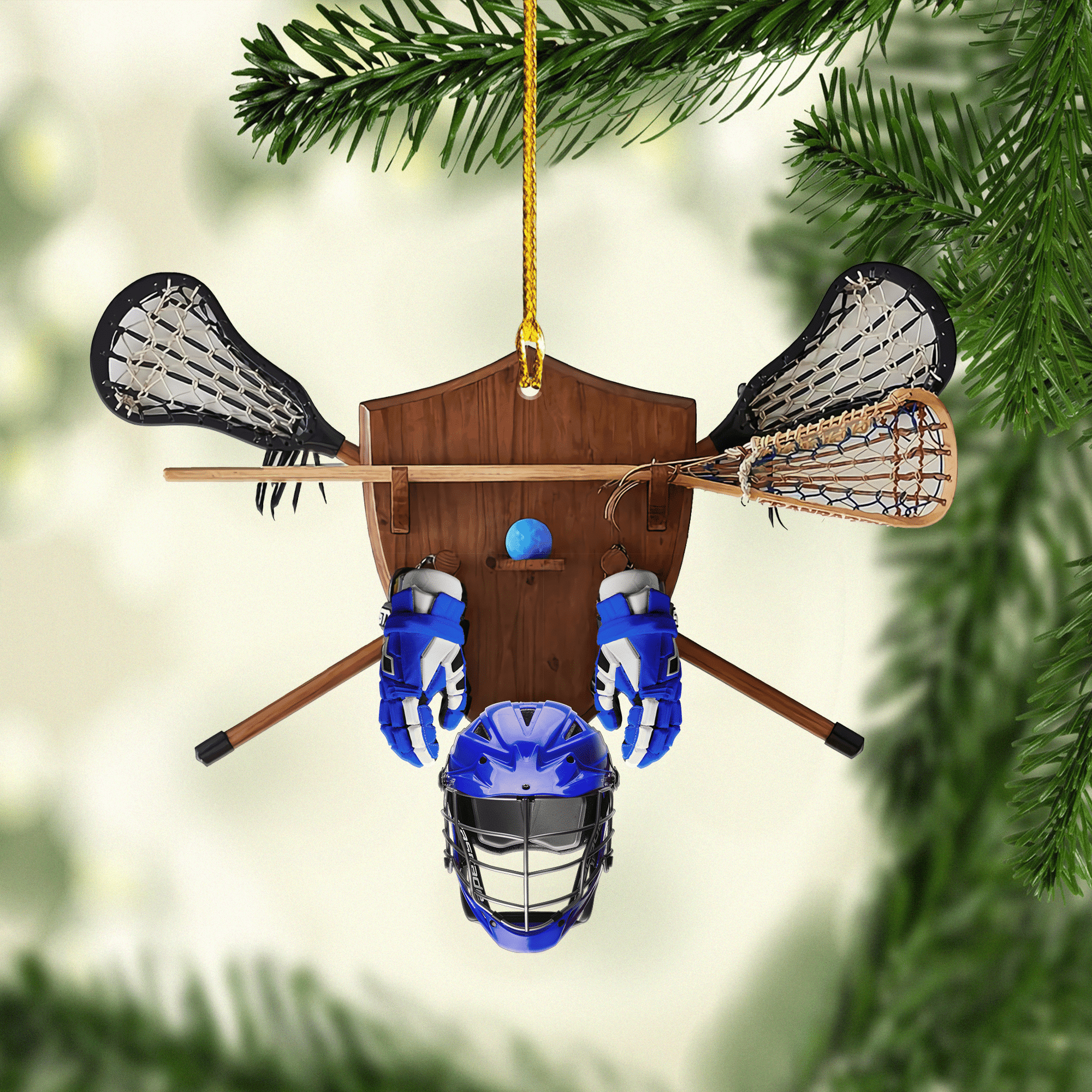 Turquoise Floating Shelves Lacrosse Christmas Acrylic Multi Color Ornaments 2D Flat Ornament