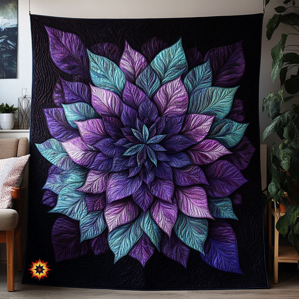Turquoise Purple Flower Quilt Blanket King Blanket Thoughtful Christmas Gifts For Wife