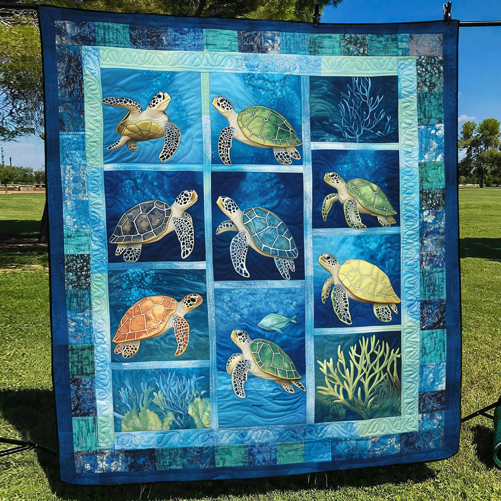 Turtle Bay Comfort Quilted Blanket Gift For Turtle Lover