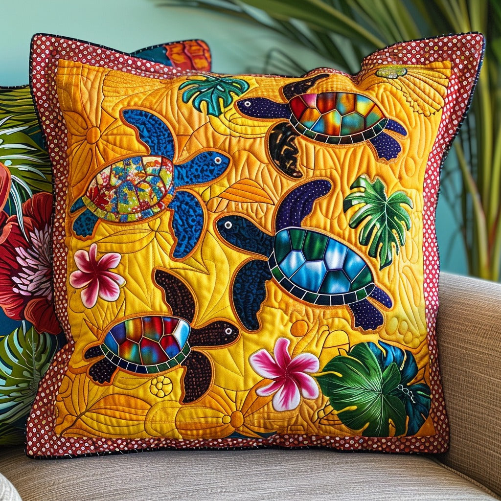 Turtle Bay Comfort Quilted Pillow Case Animal Home Decor Gifts For Turtle Lovers