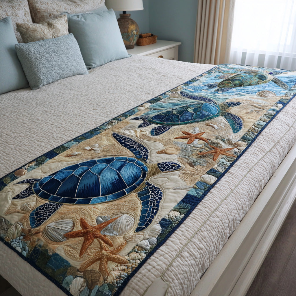 Turtle Bay Quilted Bed Runner Bed Decorations Unique Sea Turtle Gifts