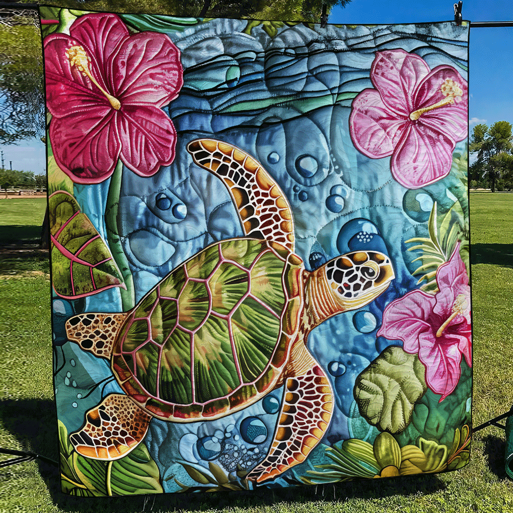 Turtle Bay Quilted Blanket Presents For Turtle Lovers