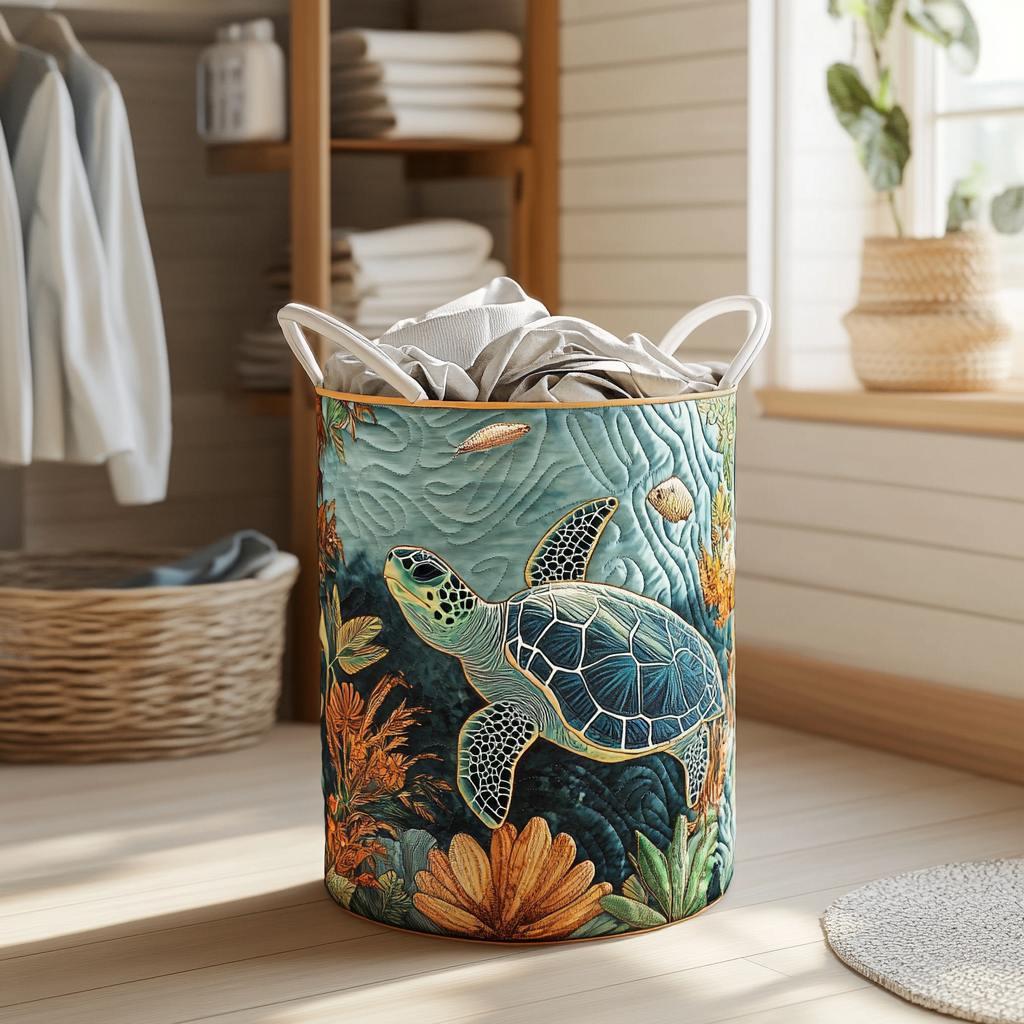 Turtle Bay Quilted Laundry Basket Merch For Family