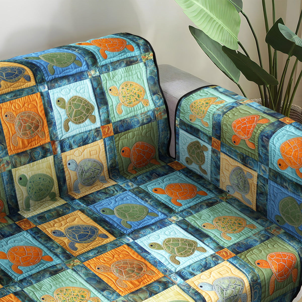 Turtle Bay Quilted Sofa Cover Living Room Decorations Sea Turtle Gifts For Mom