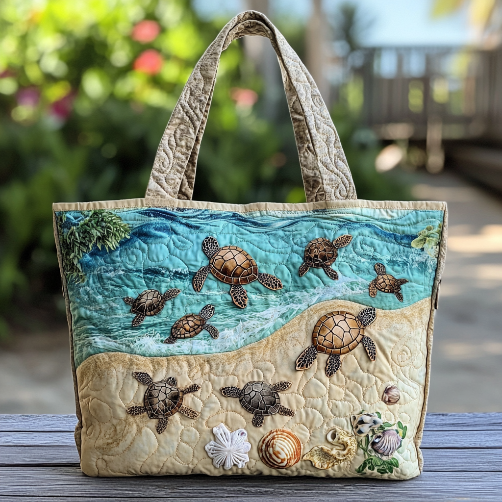 Turtle Breeze Quilted Tote Bag Beach Related Gift Ideas