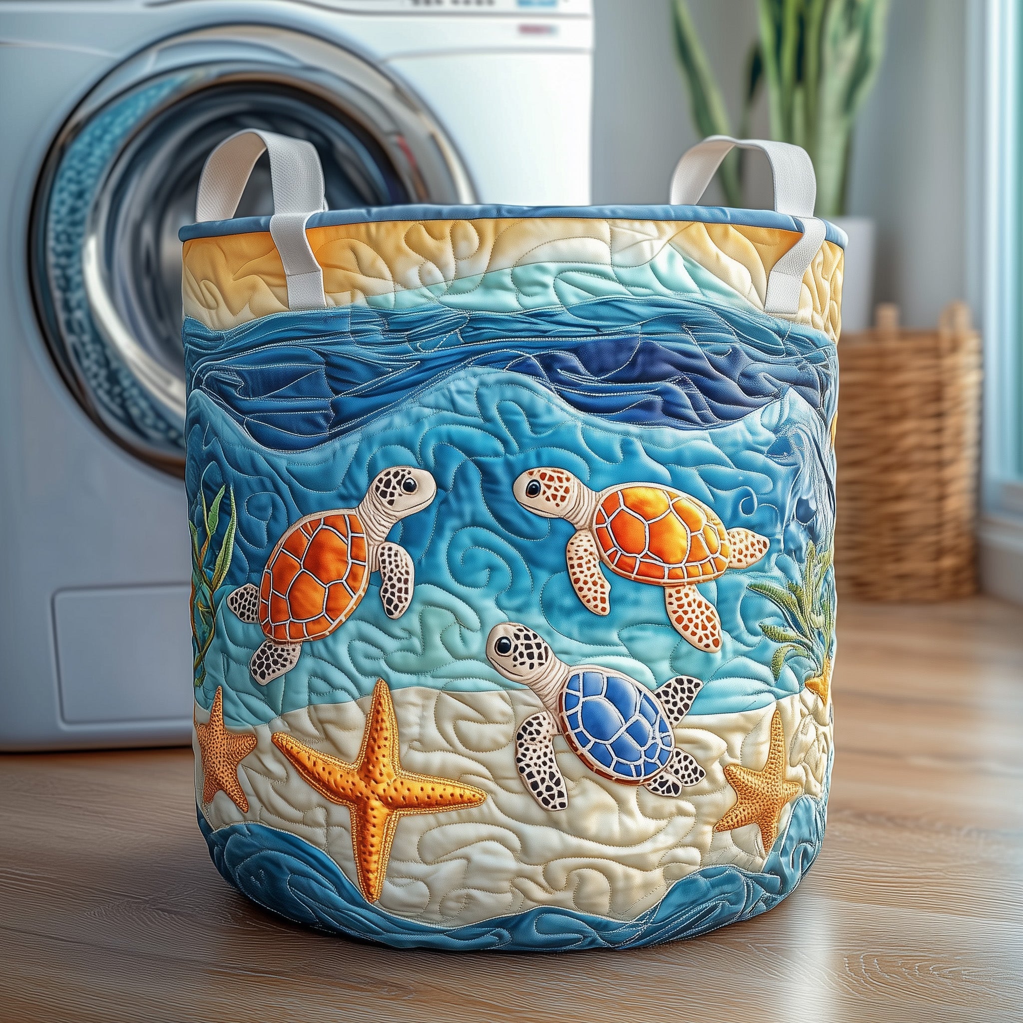Turtle Buddies Quilted Laundry Basket Lovely Gifts For Turtle Enthusiasts