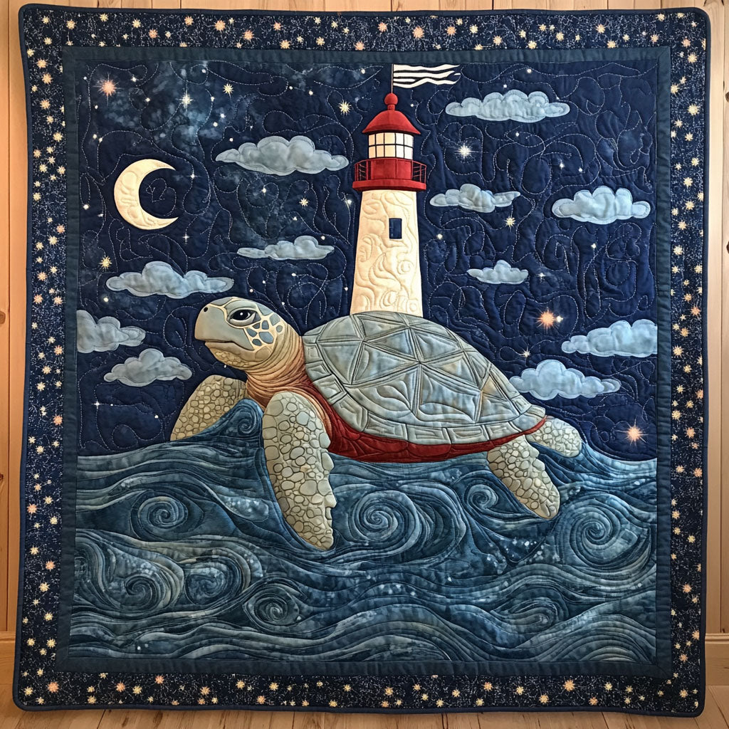 Turtle Carrying Lighthouse Quilt Lovely Quilt Blanket Gift for Holiday Celebrations