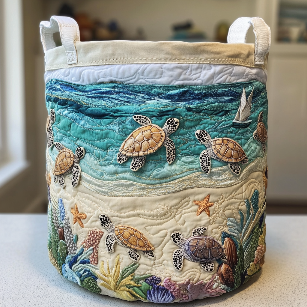 Turtle Coast Quilted Laundry Basket Back To School Merch