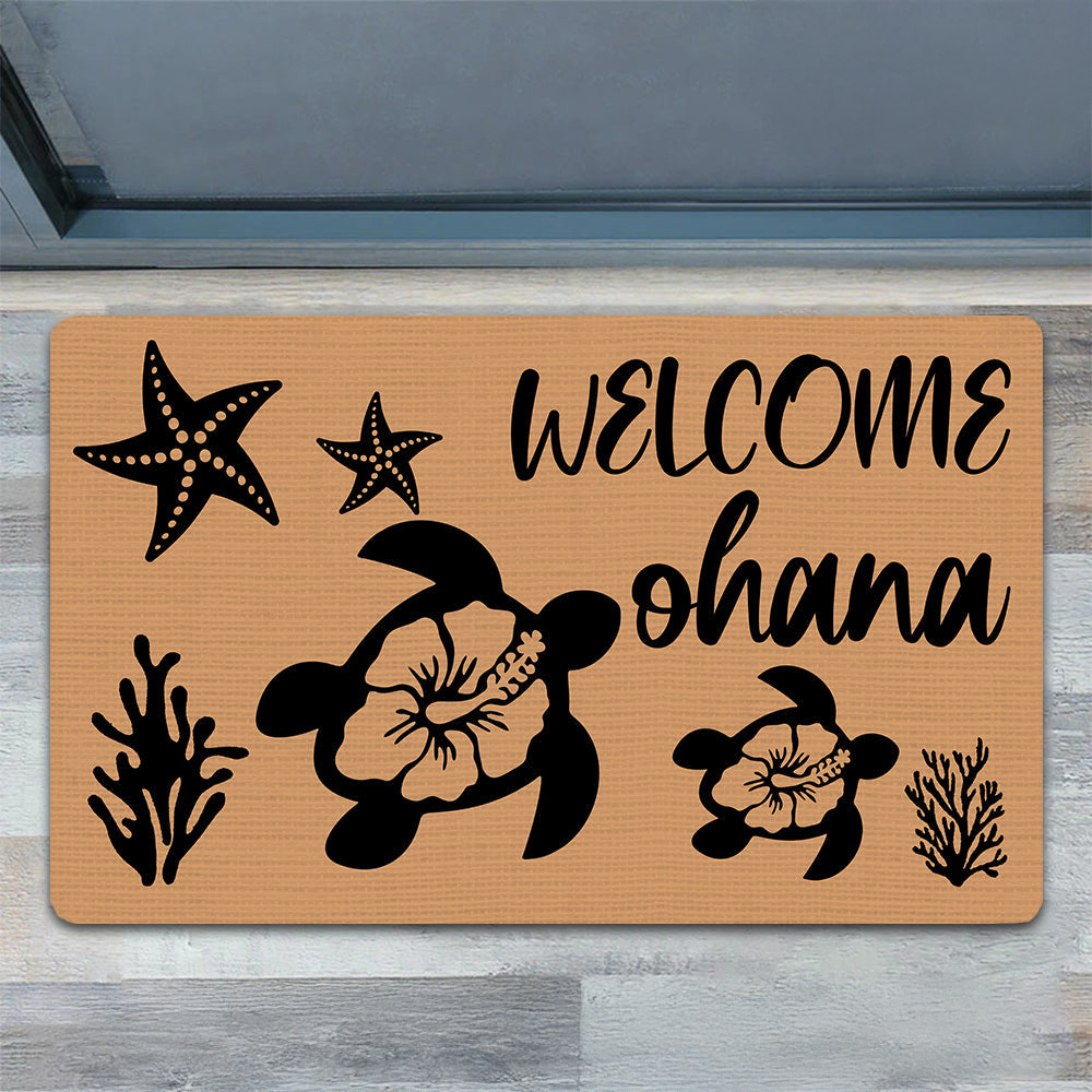 Turtle Doormat Turtles Welcome Ohana Gift For Turtle Lovers New Home Gift Housewarming Gift Turtle Decor