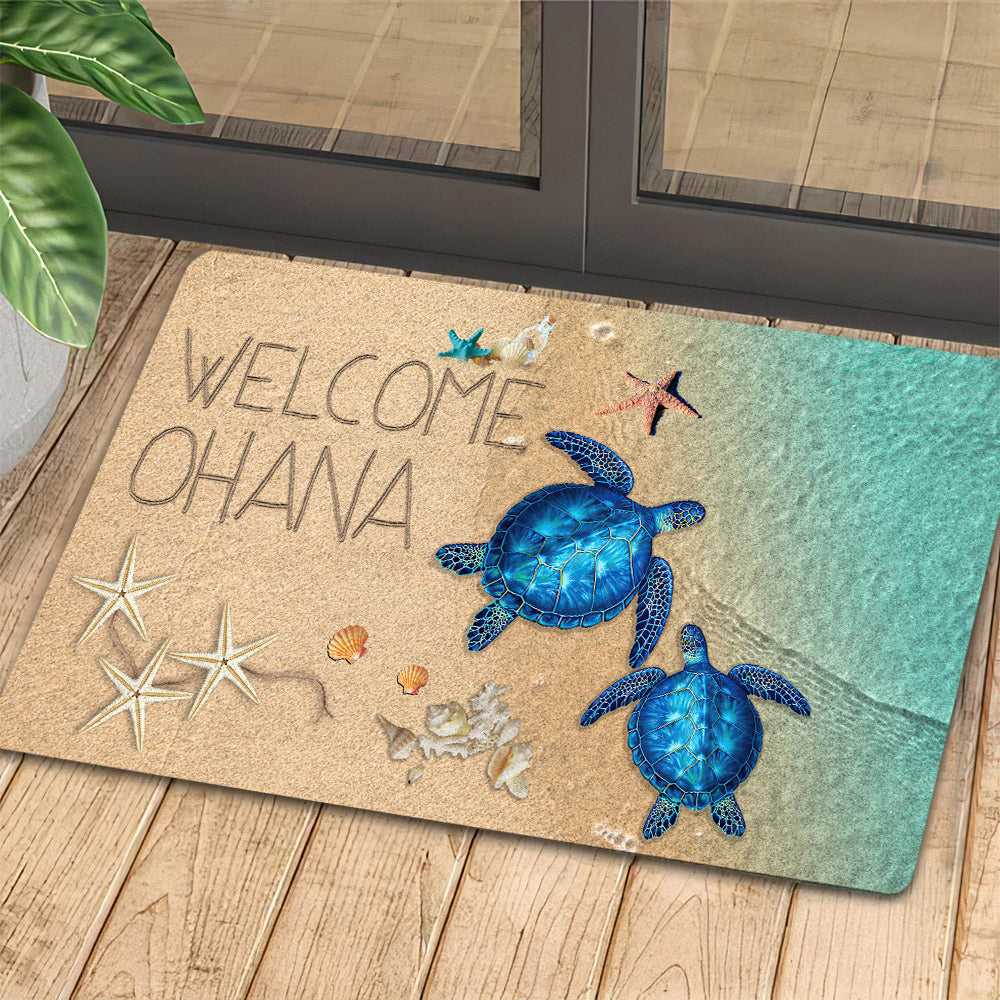 Turtle Doormat Welcome Ohana Gift For Turtle Lovers New Home Gift Housewarming Gift Turtle Decor