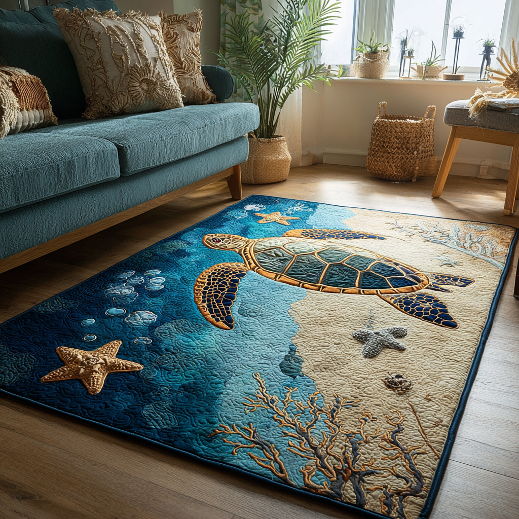 Turtle Dream Area Rug Christmas Decor Ocean Themed Gift